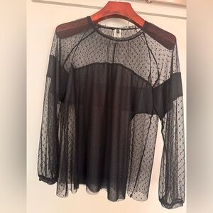 BCBGMaxAzria Black Sheer Blouse